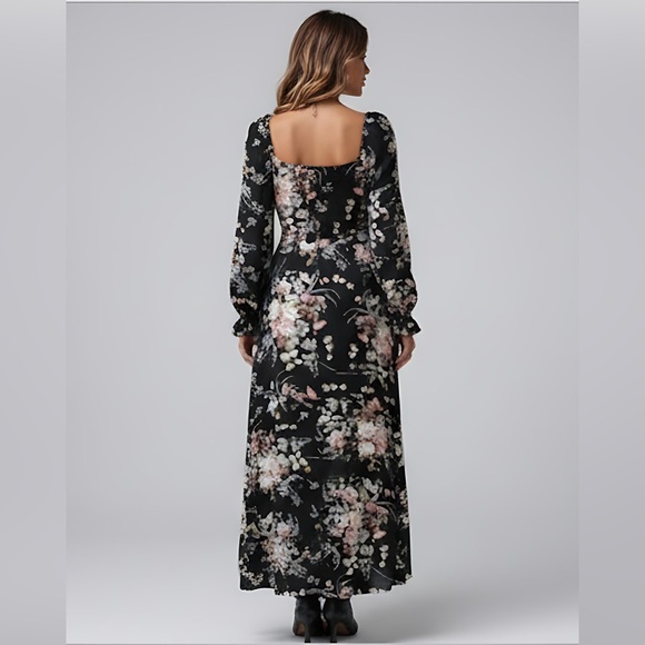 Boho French Floral Print Split Thigh Dress - Picture 4 of 10